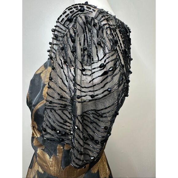 Theia Sonya Metallic Floral A-Line Dress US 2 $745 - Picture 11 of 16